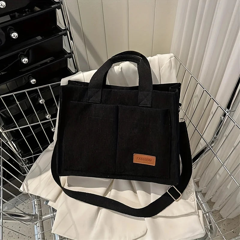 Women's Corduroy Tote Bag Large Capcity Handbags for Women Commuting Women's Bag Messenger Shoulder Bag Female Handbag
